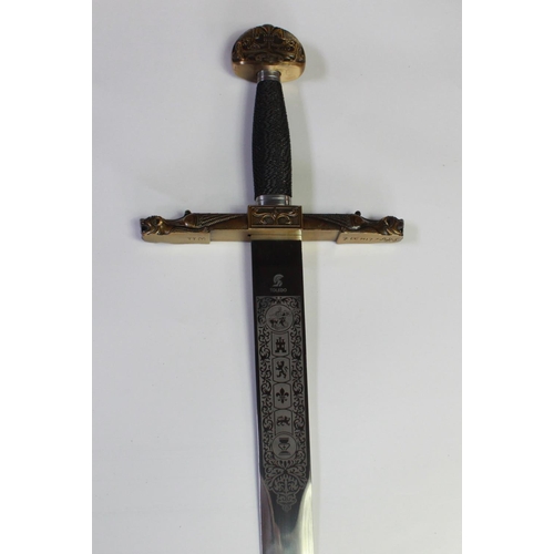 280 - The Sword of Charlemagne, good quality reenactors sword made in Toledo of Spain, overall length 104c... 