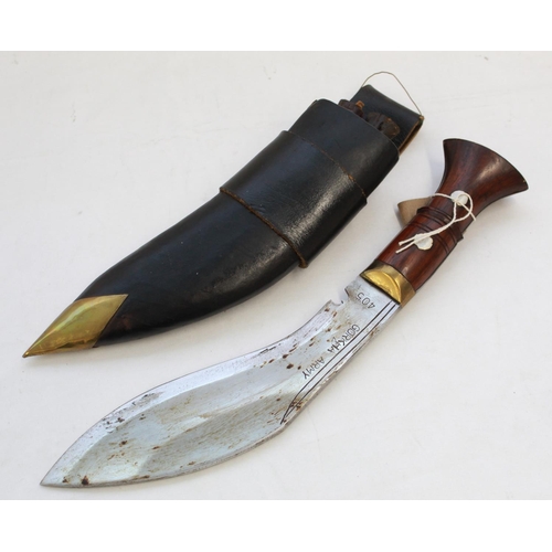 332 - C1940s Kukri with 'Gorkha Army' inscribed to blade, complete with original brass mounted sheath and ... 