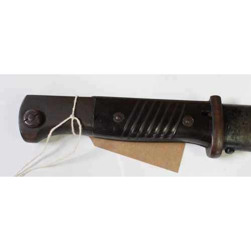 339 - German WWII Mauser K98 bayonet with plastic grip, complete with matching original scabbard with miss... 