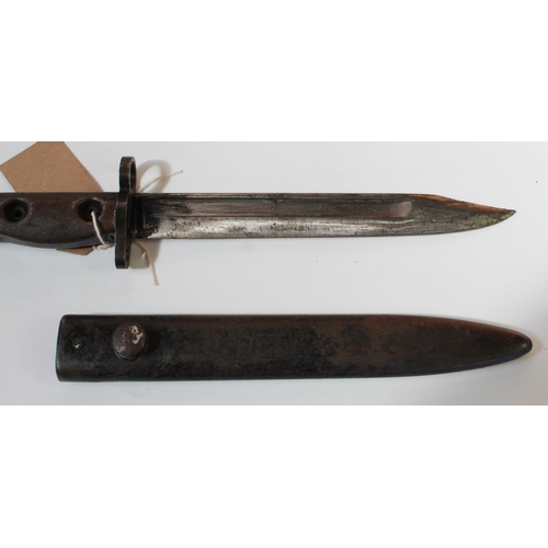 343 - British L1A3 bayonet complete with original scabbard. Serial no. 960-0257 to hilt. Blade L19cm