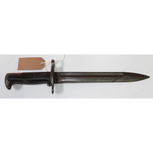 344 - C1940s unmarked M1 Garand bayonet in fair condition, with signs of corrosion, complete with original... 