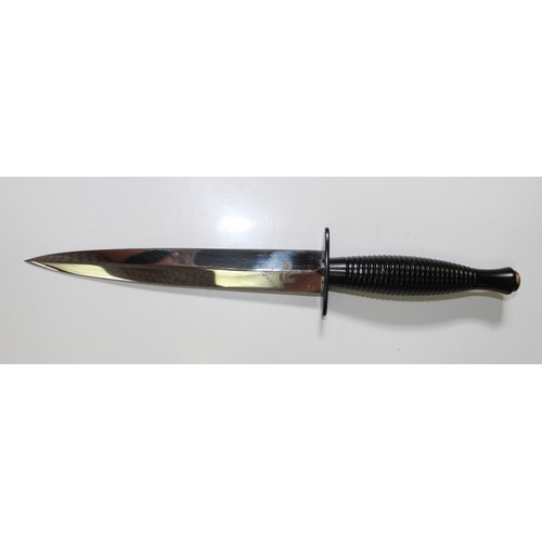 349 - Gulf War Period Fairbairn-Sykes Commando knife by William Rogers of Sheffield. 3rd pattern with blac... 