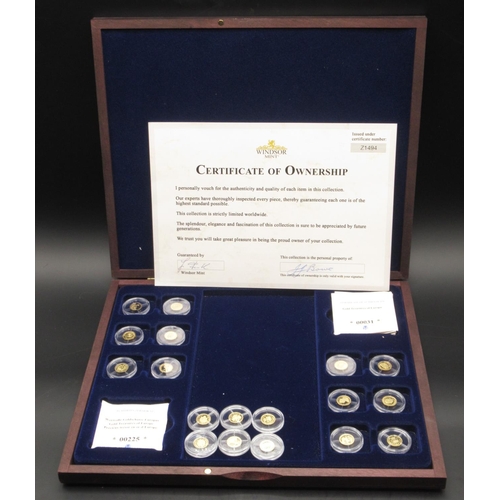 638 - Windsor Mint - Collection of 18 0.5g 'Gold Treasures of Europe' & 'Millionaire Collection', 8 COA's,... 