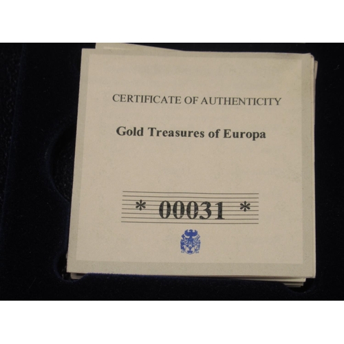 638 - Windsor Mint - Collection of 18 0.5g 'Gold Treasures of Europe' & 'Millionaire Collection', 8 COA's,... 