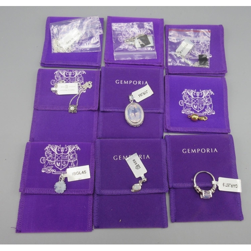 28 - Gemporia - assorted jewellery incl. supucaia quartz sterling silver pendant, supucaia quartz and whi... 