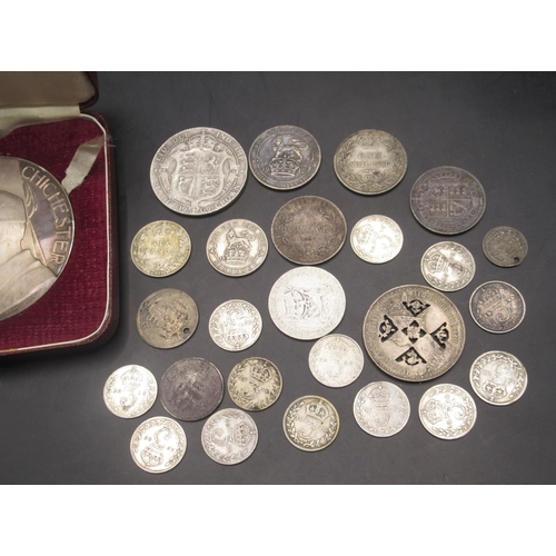 706 - Spink & Son Sir Francis Chichester silver medal and a collection of Pre-1920 GB silver content coins... 