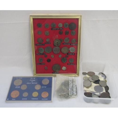 719 - Collection of 33 framed ancient Roman coins, collection of loose ancient coins, other mixed coins an... 