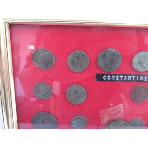 719 - Collection of 33 framed ancient Roman coins, collection of loose ancient coins, other mixed coins an... 