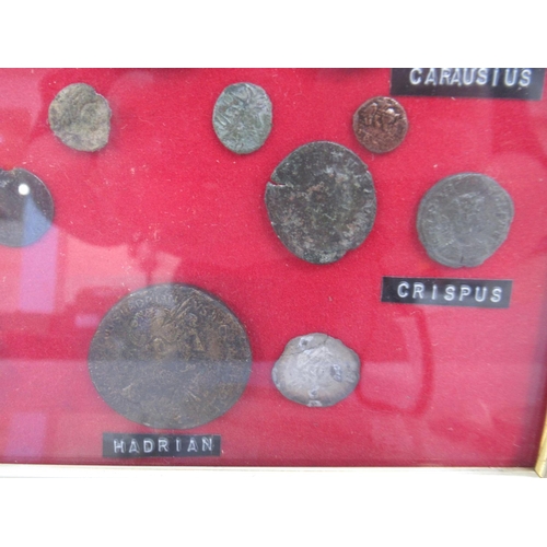 719 - Collection of 33 framed ancient Roman coins, collection of loose ancient coins, other mixed coins an... 