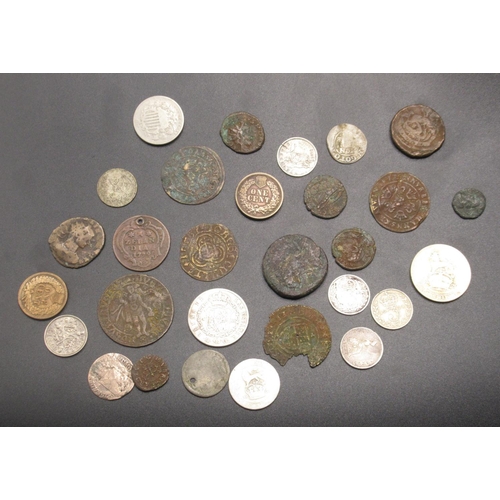 720 - Collection of Roman coins, other hammered coins, 1868 USA 5 Cents, 1848 Queen Victoria 4 Pence, 1849... 