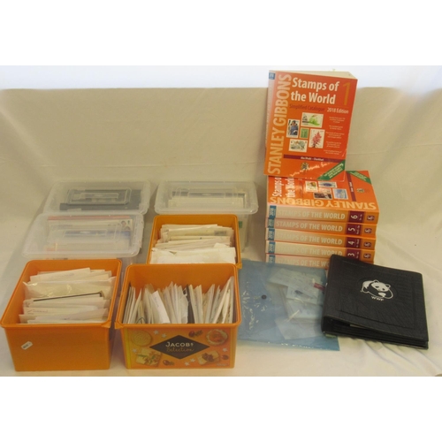 821 - Large collection of Stamps and FDCs in boxes and 6 volumes of Stanley Gibbons 2018 Stamps of the Wor... 