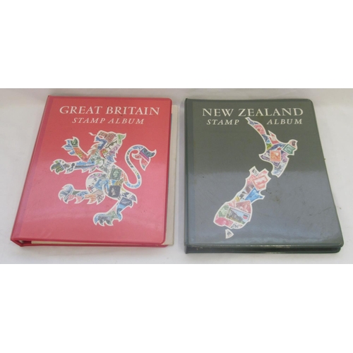 824 - Stanley Gibbons Great Britain and a New Zealand stamp album cont. c19th/20th stamps, both partially ... 