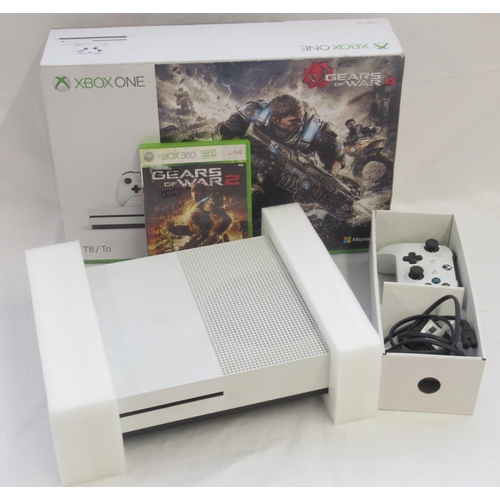 1457 - Xbox One, 1 TB console with controller and original box, with Xbox 360 Gears of War 2 game, 17 Xbox ... 