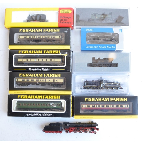 1162 - Collection of mostly boxed N gauge railway models to include an unboxed Fleischmann continental 4-6-... 