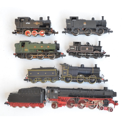 1162 - Collection of mostly boxed N gauge railway models to include an unboxed Fleischmann continental 4-6-... 