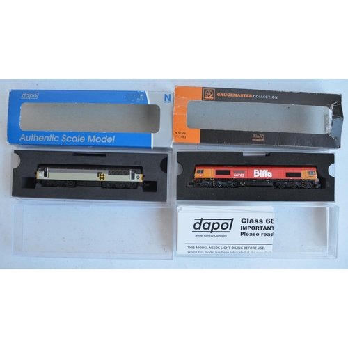 1163 - Collection of N gauge diesel locomotive models and passenger coaches from Dapol and Graham Farish to... 