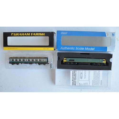 1163 - Collection of N gauge diesel locomotive models and passenger coaches from Dapol and Graham Farish to... 