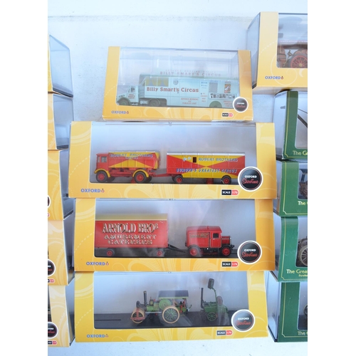 1185 - Thirty 1/76 scale (OO gauge) diecast model vehicles from Oxford Diecast Showtime and Great Dorset St... 