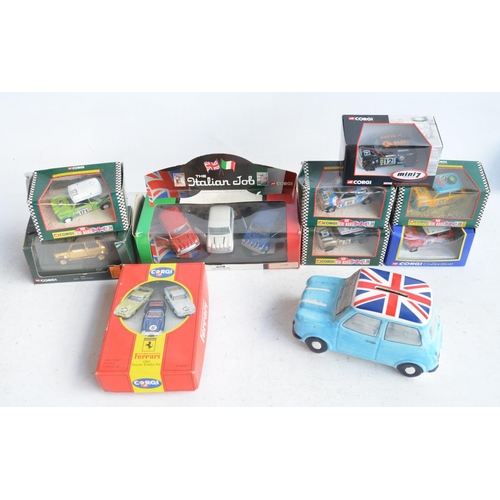 1201 - Collection of diecast Mini Cooper models from Corgi to include 05506 The Italian Job 3 Mini set, 045... 