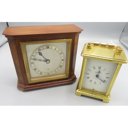 603 - Elliot 8 day walnut mantle timepiece on brass bun feet, brass bezel enclosing signed 3 1/2