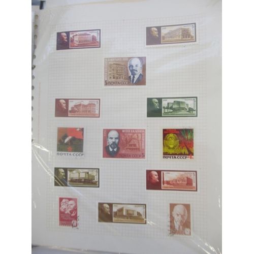 835 - 6 folders cont. c20th stamps from Hungary, North Korea, Russia, Space, etc.