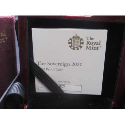 605 - Royal Mint - The Sovereign 2020 gold proof coin, no.3967 of 7995, encapsulated in case with original... 