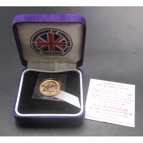 629 - Elizabeth II 2008 Half-Sovereign in plastic protector in purple case with COA from The Collector, Pi... 