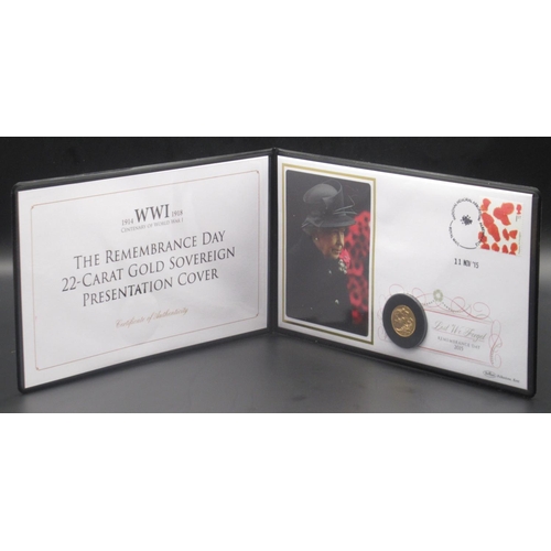 606 - Jubilee Mint- The Remembrance Day 22-Carat Gold Sovereign Presentation Cover