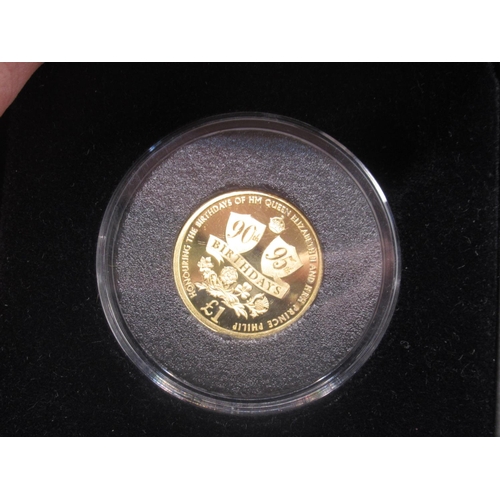 608 - Jubilee Mint - The Queen & Prince Philip Solid 22 Carat Gold Proof £1 Coin with COA, encapsulated in... 