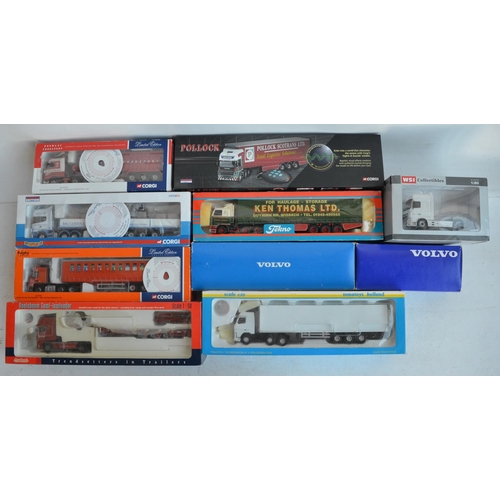 1215 - Collection of diecast 1/50 scale truck models from Corgi, Conrad, Tematoys, Tekno and WSI including ... 