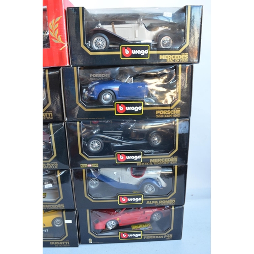 1224 - Fifteen boxed 1/18 scale diecast model cars from Burago and Tonks Polistil to include 1984 Ferrari T... 