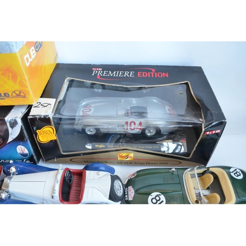 1225 - Collection of mostly 1/18 scale diecast model cars from Maisto, Burago, Mira etc. to include 4 boxed... 