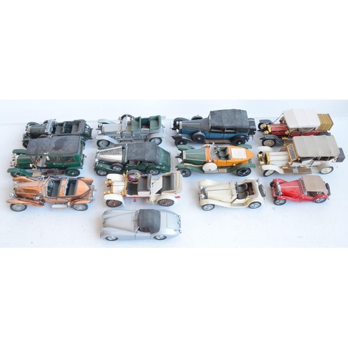 1226 - Thirteen unboxed 1/24 scale diecast car models from Franklin Mint to include a 1929 Bentley Blower, ... 