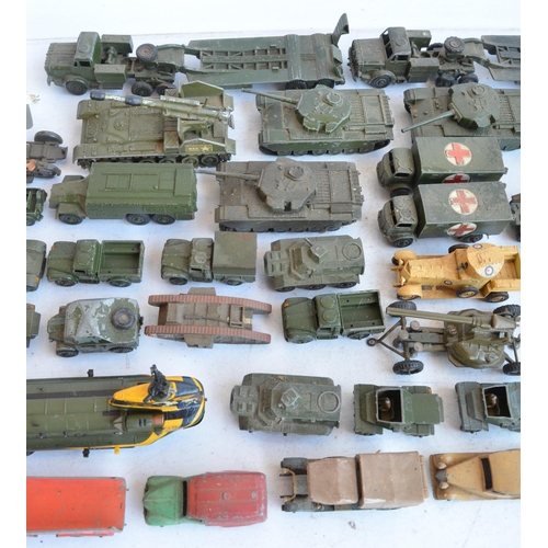 1227 - Collection of playworn diecast mostly military vehicles from Dinky, Corgi and Britain's, some damage... 