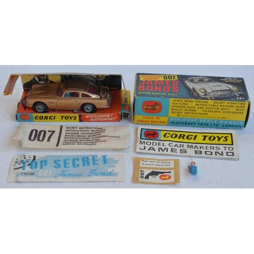 1231 - Vintage boxed Corgi Toys 261 James Bond gold coloured Aston Martin DB5 in full working order with bo... 