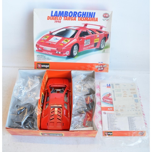 1236 - Two Burago 1/18 scale diecast and plastic model kits to include a 1990 Lamborghini Diablo Targa Tasm... 