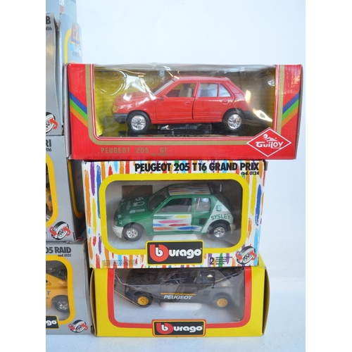 1237 - Collection of diecast Peugeot model cars, various scales and manufacturers to include Burago, Majore... 