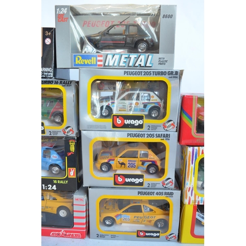 1237 - Collection of diecast Peugeot model cars, various scales and manufacturers to include Burago, Majore... 