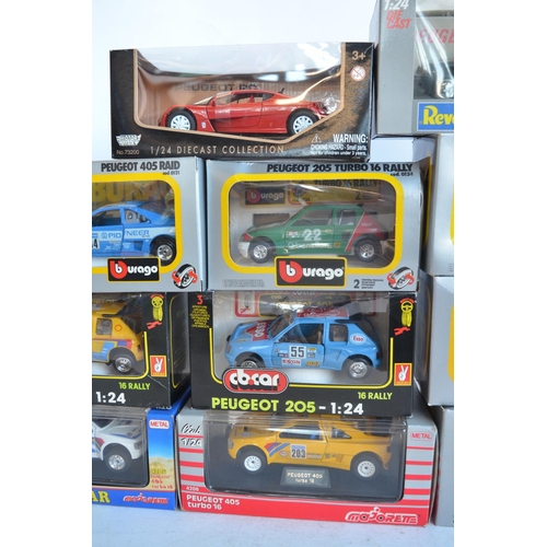 1237 - Collection of diecast Peugeot model cars, various scales and manufacturers to include Burago, Majore... 