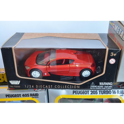 1237 - Collection of diecast Peugeot model cars, various scales and manufacturers to include Burago, Majore... 