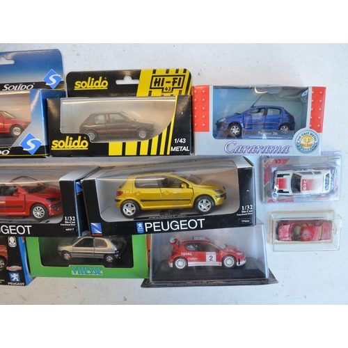 1237 - Collection of diecast Peugeot model cars, various scales and manufacturers to include Burago, Majore... 