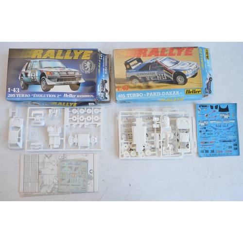 1238 - Collection of car and motorbike model kits to include 1/24 scale Tamiya Peugeot 405T16GR 1990 Paris-... 