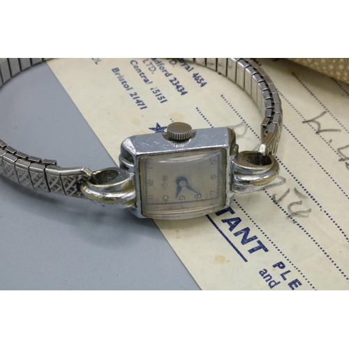 532 - Premex ladies plated and marcasite cocktail watch, signed silvered dial, Arabic and baton indices, s... 