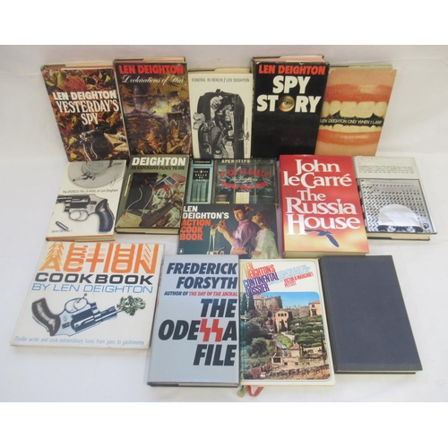 883 - Assorted collection of Len Deighton, John Le Carre and Frederick Forsyth books, predominantly 1st Ed... 