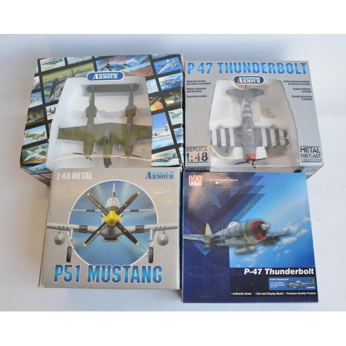 1258 - Four boxed 1/48 scale diecast WWII USAAF fighter aircraft models to include Hobbymaster P-47D Thunde... 