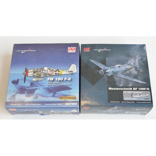 1264 - Two 1/48 scale diecast WWII era models from Hobbymaster to include Bf109G-6 Finnish Air Force (mint ... 