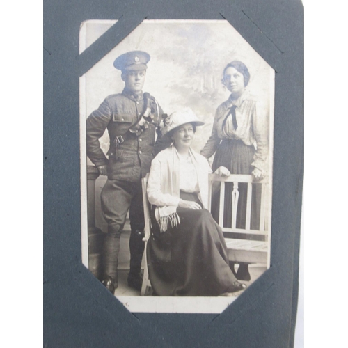 843 - Postcard album cont. c20th postcards of Thornton-Le-Dale, WW1 soldiers with family and a small selec... 