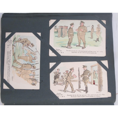 843 - Postcard album cont. c20th postcards of Thornton-Le-Dale, WW1 soldiers with family and a small selec... 