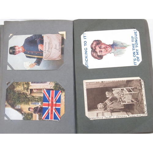 844 - Postcard album cont. early c20th postcards and a collection of loose postcards covering various loca... 