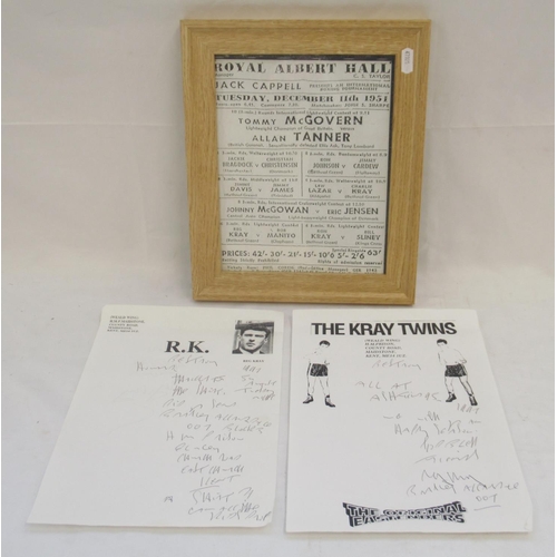 847 - Ronnie & Reggie Kray - 2 Prison Kray Twins paper signed both by Reggie Kray with a framed photocopy ... 